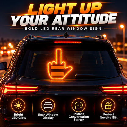 🔥 50% OFF LED Rear Window Gesture Sign – Bright Amber Car Accent 🚗