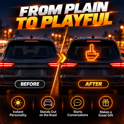🔥 50% OFF LED Rear Window Gesture Sign – Bright Amber Car Accent 🚗
