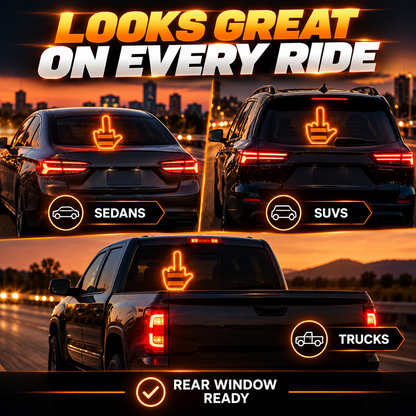 🔥 50% OFF LED Rear Window Gesture Sign – Bright Amber Car Accent 🚗