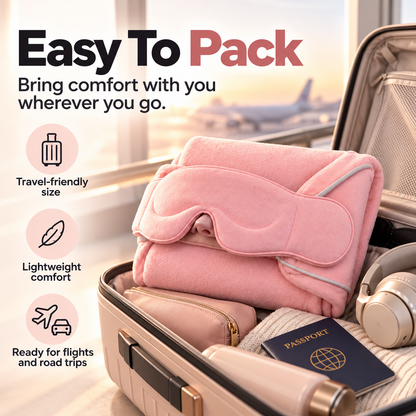 ✈️ 50% OFF 3-In-1 Travel Comfort Wrap – Cozy Blanket, Eye Mask & Head Support