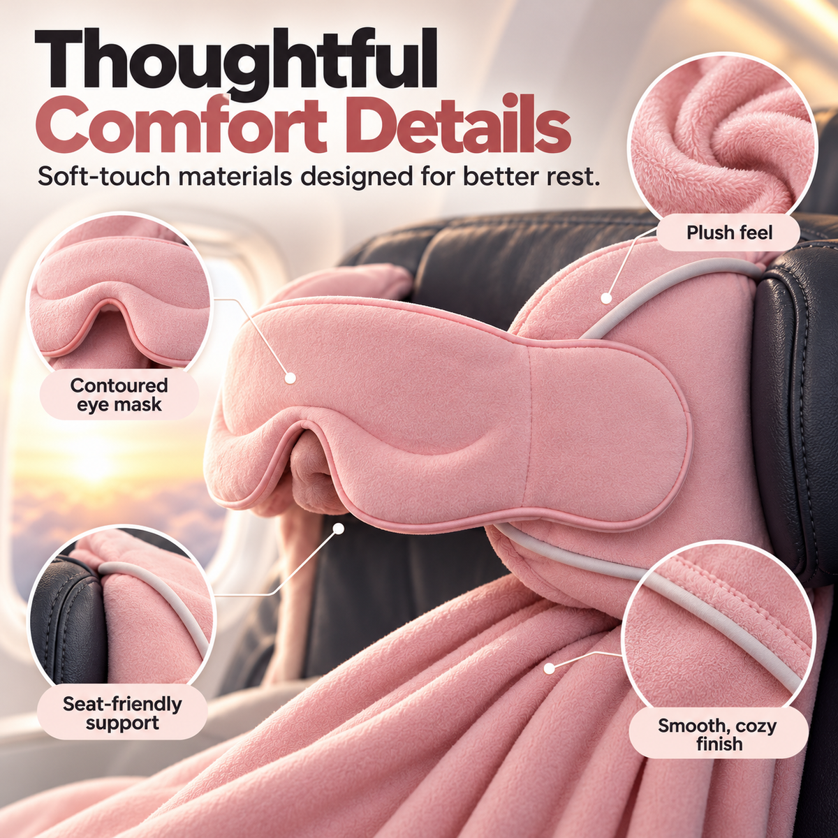 ✈️ 50% OFF 3-In-1 Travel Comfort Wrap – Cozy Blanket, Eye Mask & Head Support