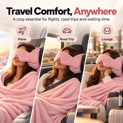 ✈️ 50% OFF 3-In-1 Travel Comfort Wrap – Cozy Blanket, Eye Mask & Head Support