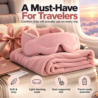 ✈️ 50% OFF 3-In-1 Travel Comfort Wrap – Cozy Blanket, Eye Mask & Head Support