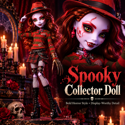 🩸 50% OFF Nightmare Horror Collector Doll – Metallic Claw & Gothic Display Style 🖤