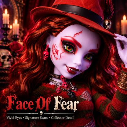 🩸 50% OFF Nightmare Horror Collector Doll – Metallic Claw & Gothic Display Style 🖤