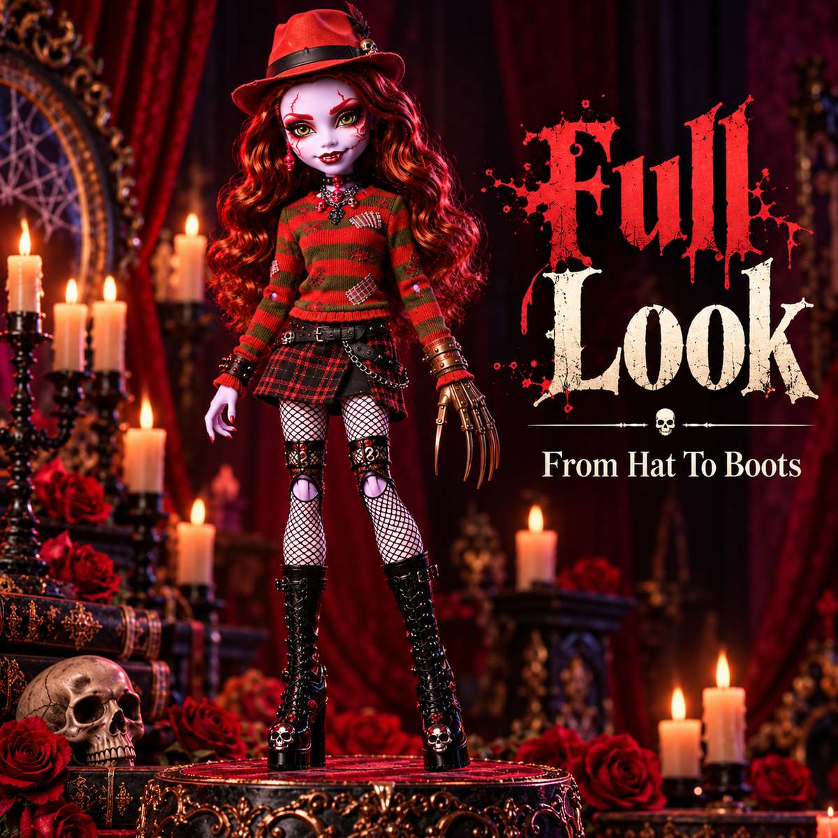 🩸 50% OFF Nightmare Horror Collector Doll – Metallic Claw & Gothic Display Style 🖤