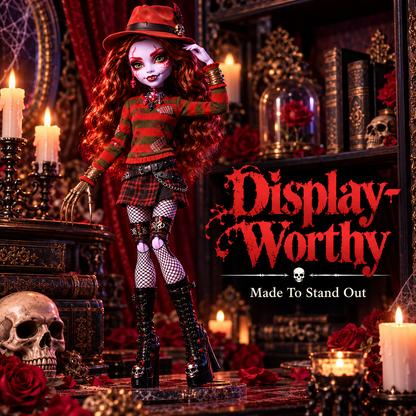 🩸 50% OFF Nightmare Horror Collector Doll – Metallic Claw & Gothic Display Style 🖤