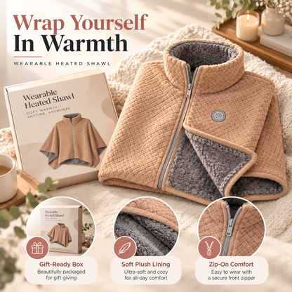 🔥 50% OFF Wearable Heated Shawl – Cozy Quilted Wrap With Plush Lining 🧸
