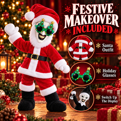 🎄 50% OFF Creepy Holiday Clown Plush – Santa Outfit, Glasses & Collector Box 🖤