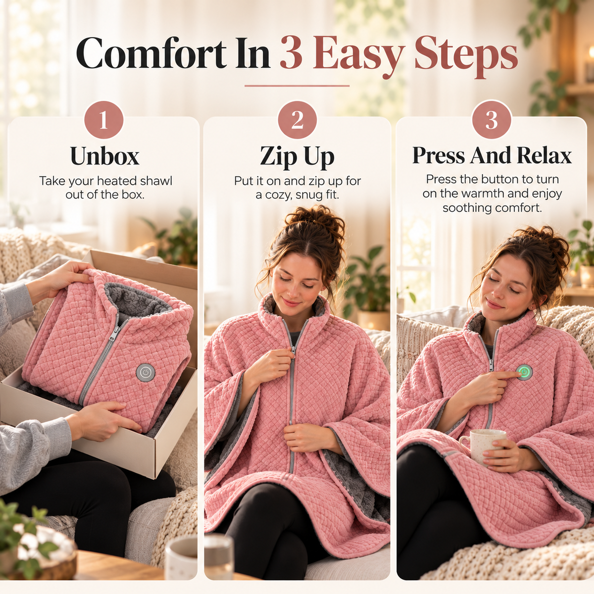 🔥 50% OFF Wearable Heated Shawl – Cozy Quilted Wrap With Plush Lining 🧸