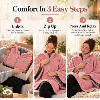 🔥 50% OFF Wearable Heated Shawl – Cozy Quilted Wrap With Plush Lining 🧸
