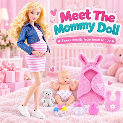 💕 50% OFF Mommy & Baby Surprise Doll Set – Hidden Baby Reveal & Cute Accessories 🎁