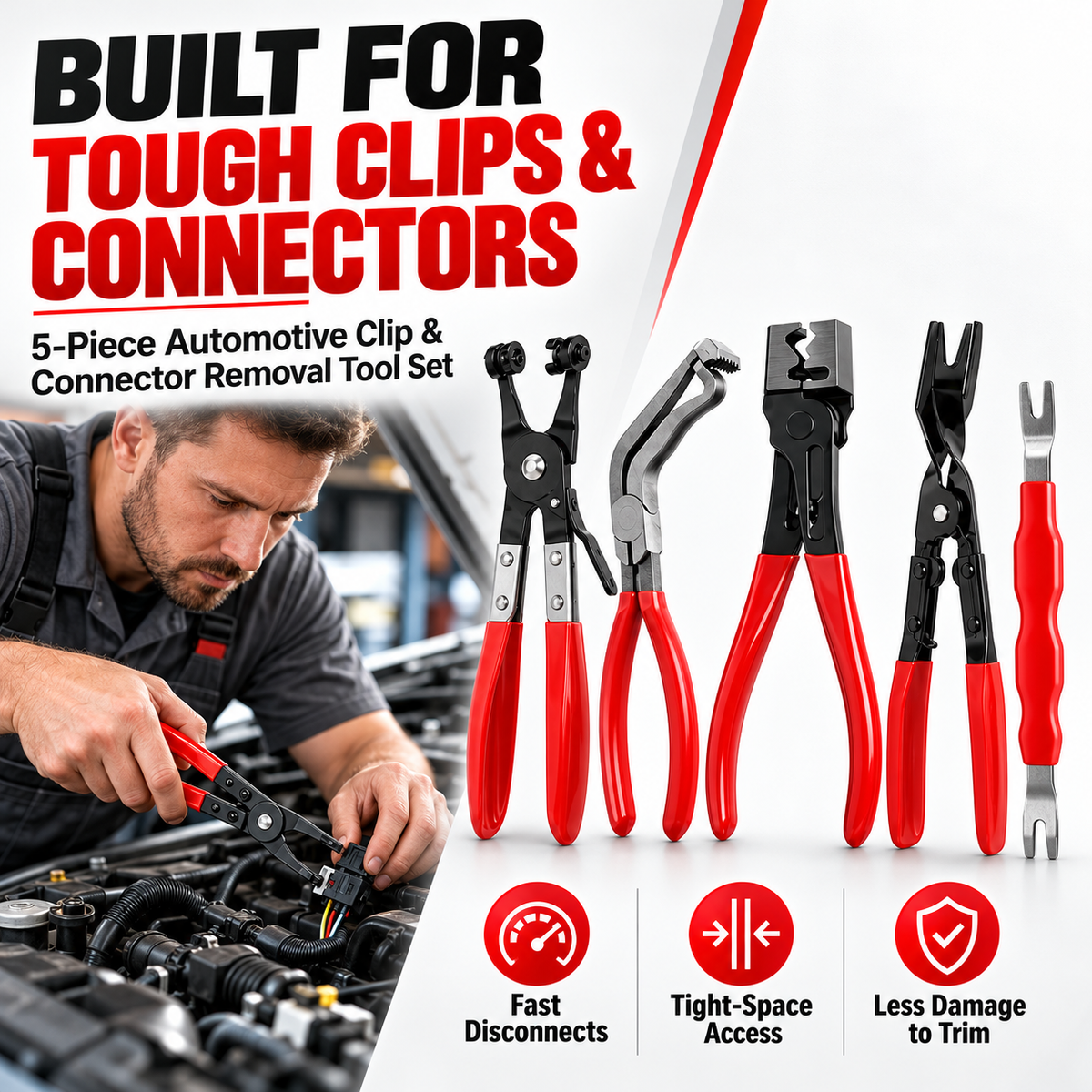 🔧 5-Piece Automotive Clip & Connector Removal Tool Set