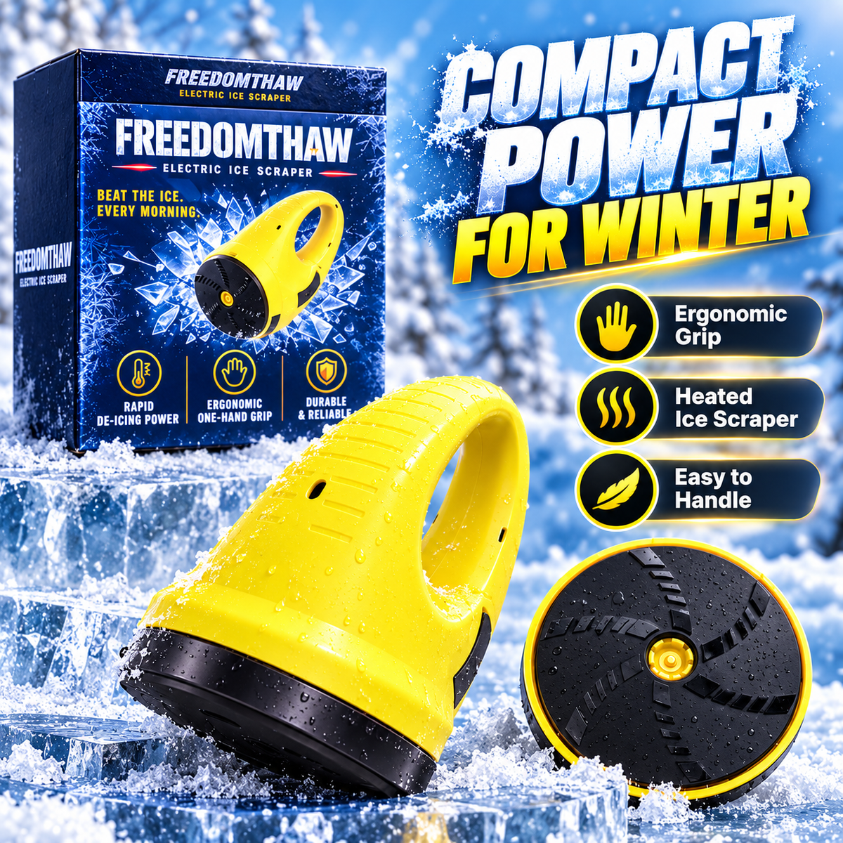 🥶 FreedomThaw Heated Electric Ice Scraper, Make Winter Mornings Easier! ❄️