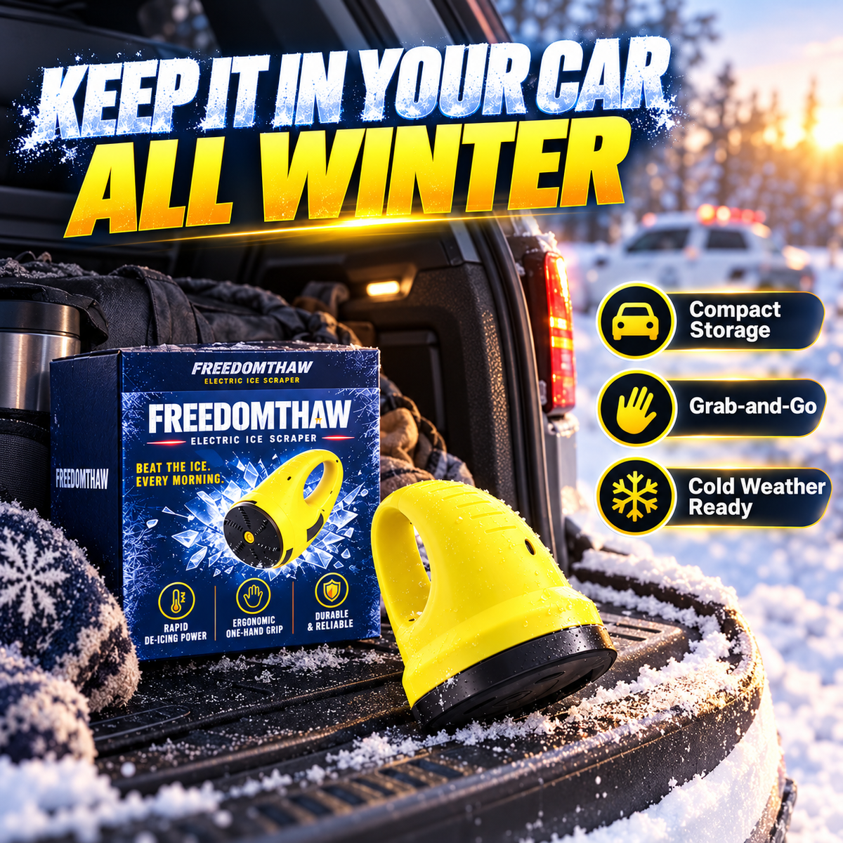 🥶 FreedomThaw Heated Electric Ice Scraper, Make Winter Mornings Easier! ❄️
