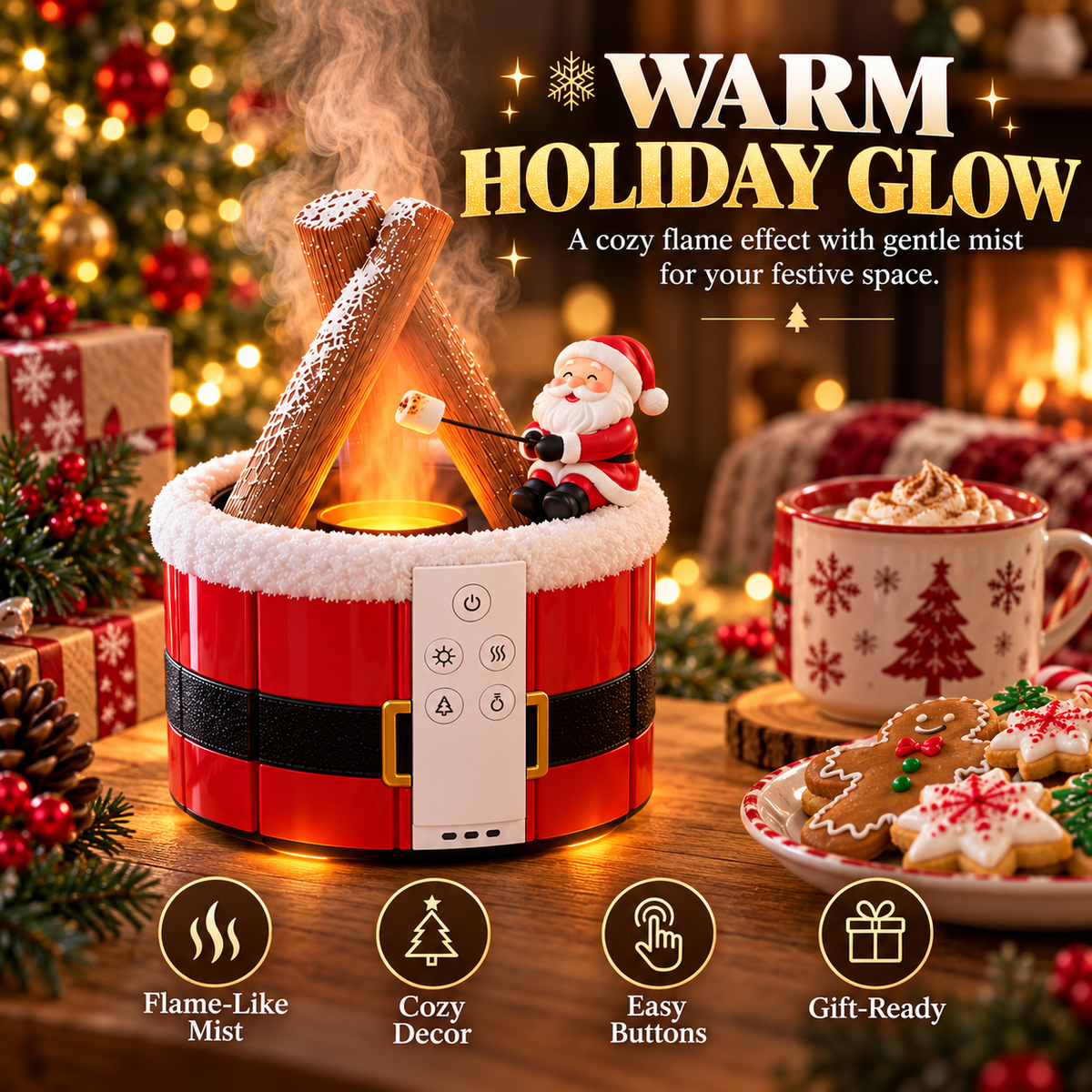 🎄Christmas Flame-Effect Aroma Diffuser ✨ Turn Any Corner Into a Cozy Christmas Moment