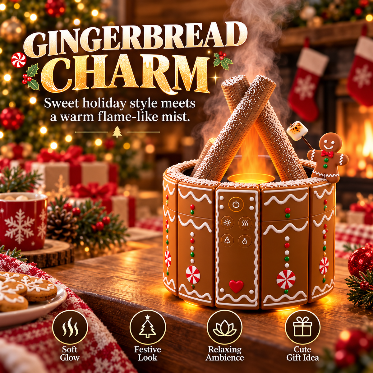 🎄Christmas Flame-Effect Aroma Diffuser ✨ Turn Any Corner Into a Cozy Christmas Moment