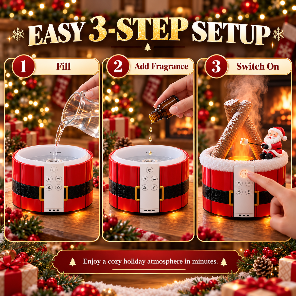 🎄Christmas Flame-Effect Aroma Diffuser ✨ Turn Any Corner Into a Cozy Christmas Moment