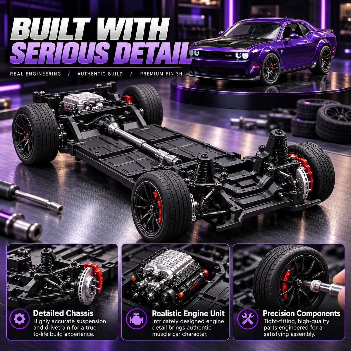 🏎️ Premium DIY Muscle Car Model Kit – Build, Display & Collect 🔧