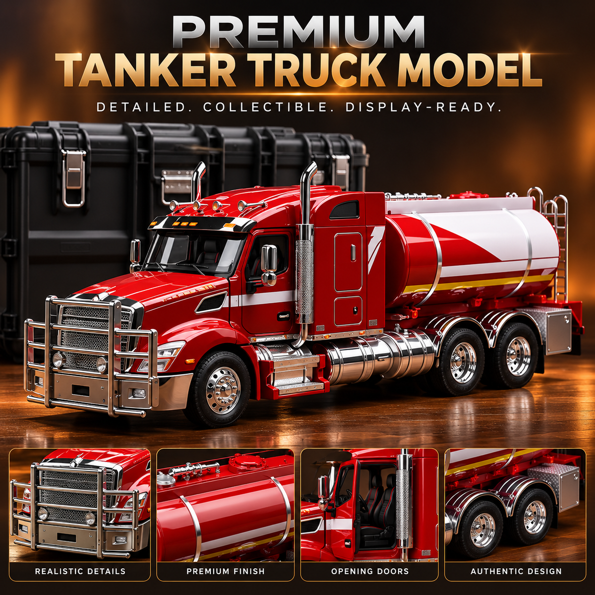 🚛 Premium Tanker Truck Model – Detailed Collector Display with Protective Case