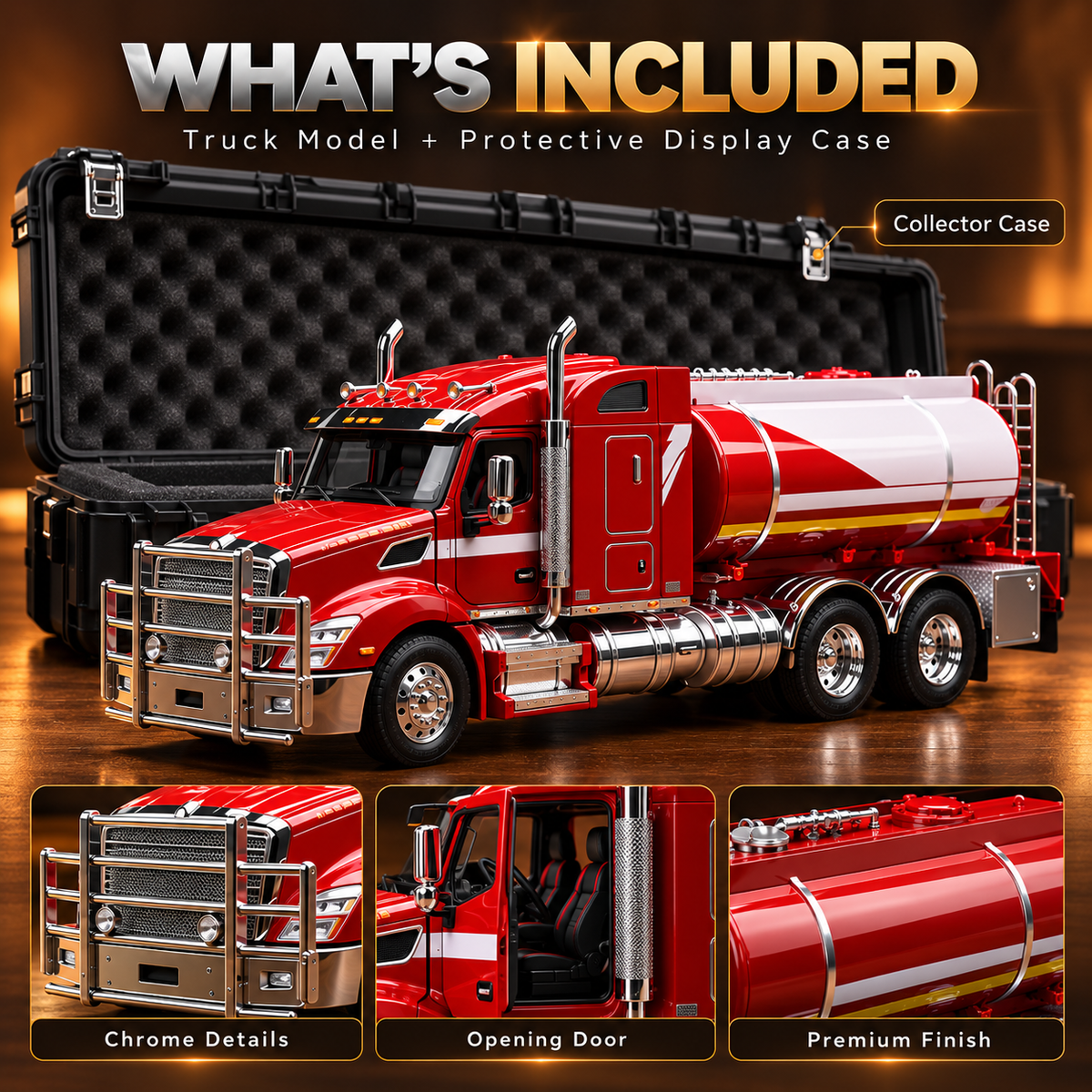 🚛 Premium Tanker Truck Model – Detailed Collector Display with Protective Case