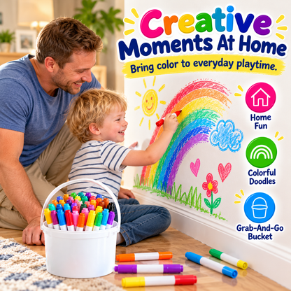 🌈 48-Color Washable Kids Markers – Big Colors for Little Artists 🎨