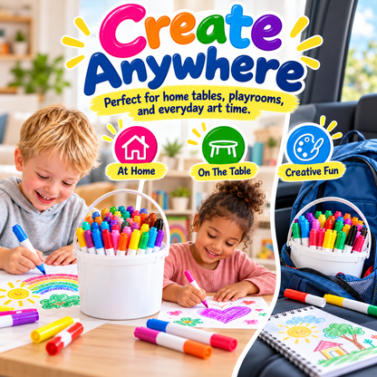 🌈 48-Color Washable Kids Markers – Big Colors for Little Artists 🎨