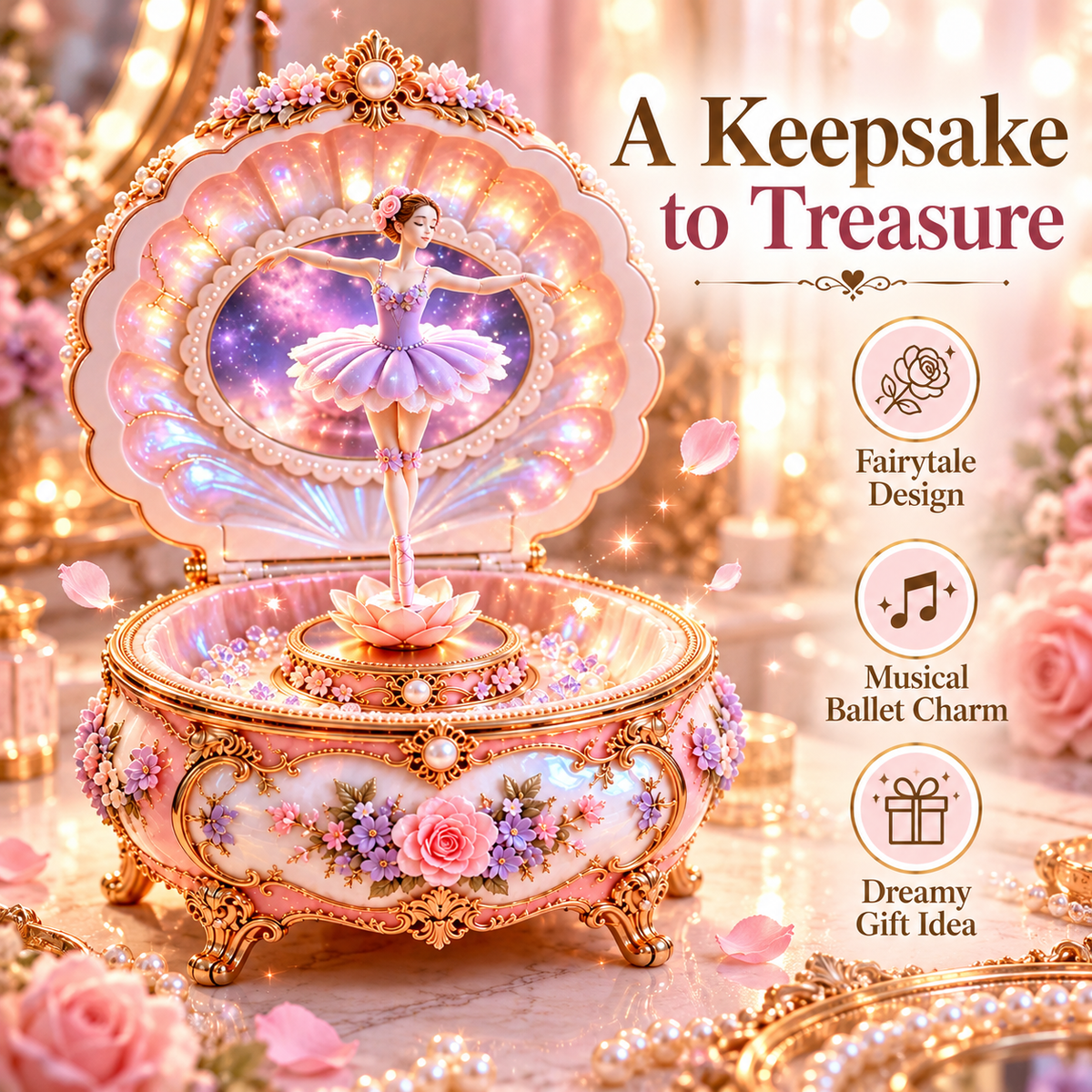 🩰✨ Fairytale Ballerina Jewelry Music Box – Spinning Dancer, Butterfly Surprise & Keepsake Storage
