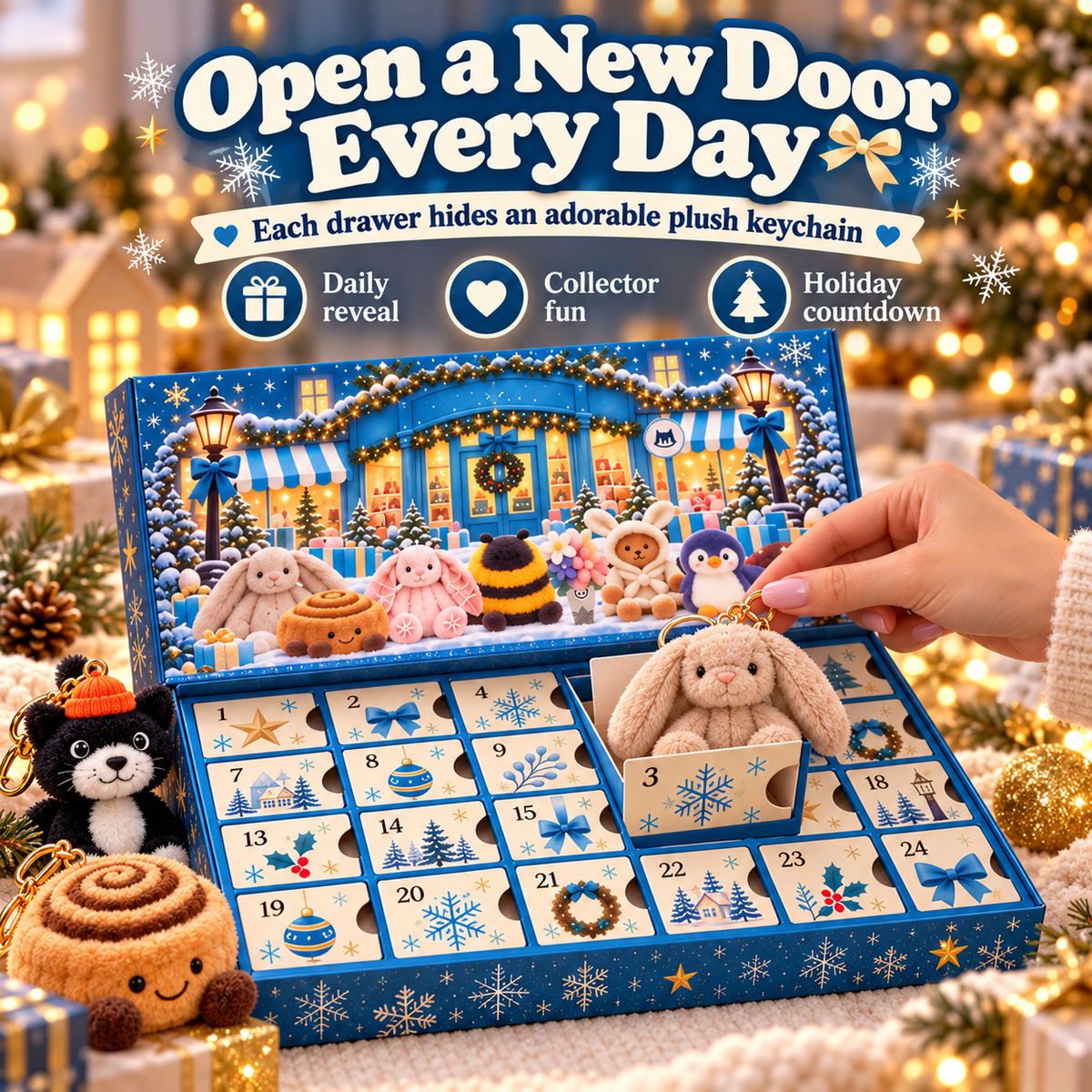 🎄🎁 24-Day Plush Charm Advent Calendar – A Cute Surprise to Unbox Every Day