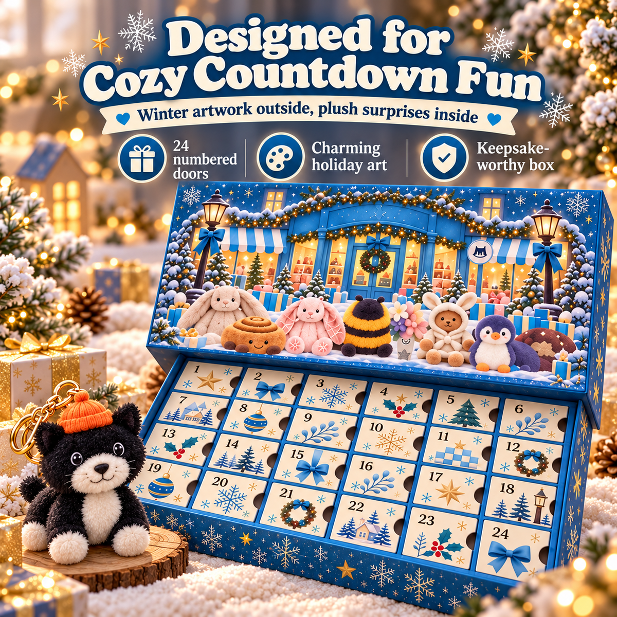 🎄🎁 24-Day Plush Charm Advent Calendar – A Cute Surprise to Unbox Every Day