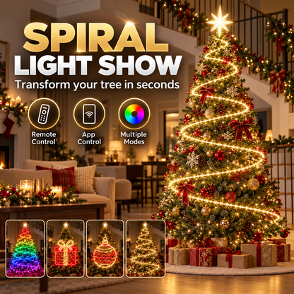 🎄 App-Controlled Christmas Tree Spiral Lights with Star Topper & Remote