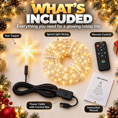 🎄 App-Controlled Christmas Tree Spiral Lights with Star Topper & Remote