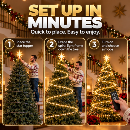 🎄 App-Controlled Christmas Tree Spiral Lights with Star Topper & Remote