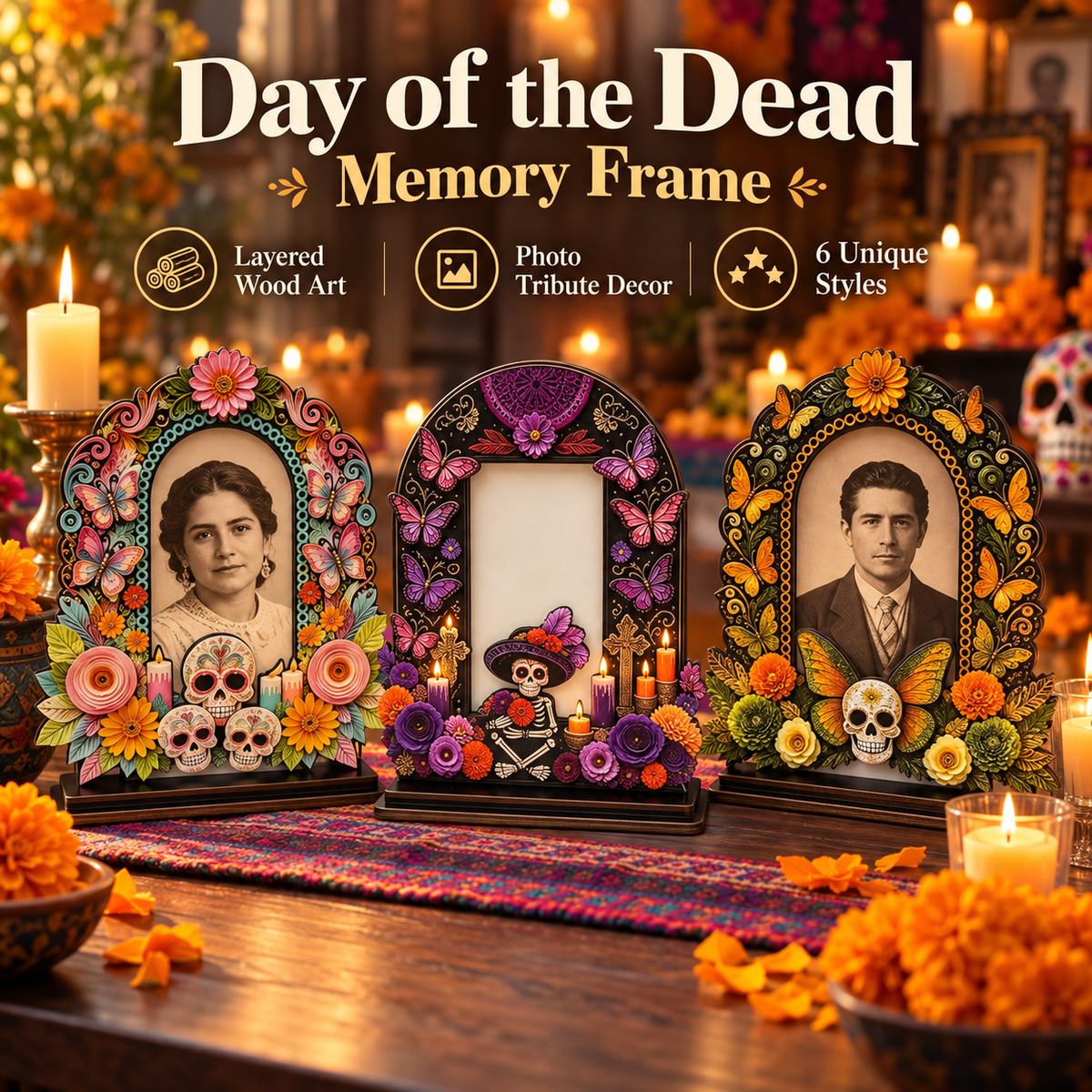 💀 Day of the Dead Memory Frame ✨ Personalized Remembrance Photo Decor