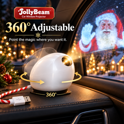 🎄 JollyBeam Car Window Projector ✨ 12 Holiday Films USB Christmas Car Decor
