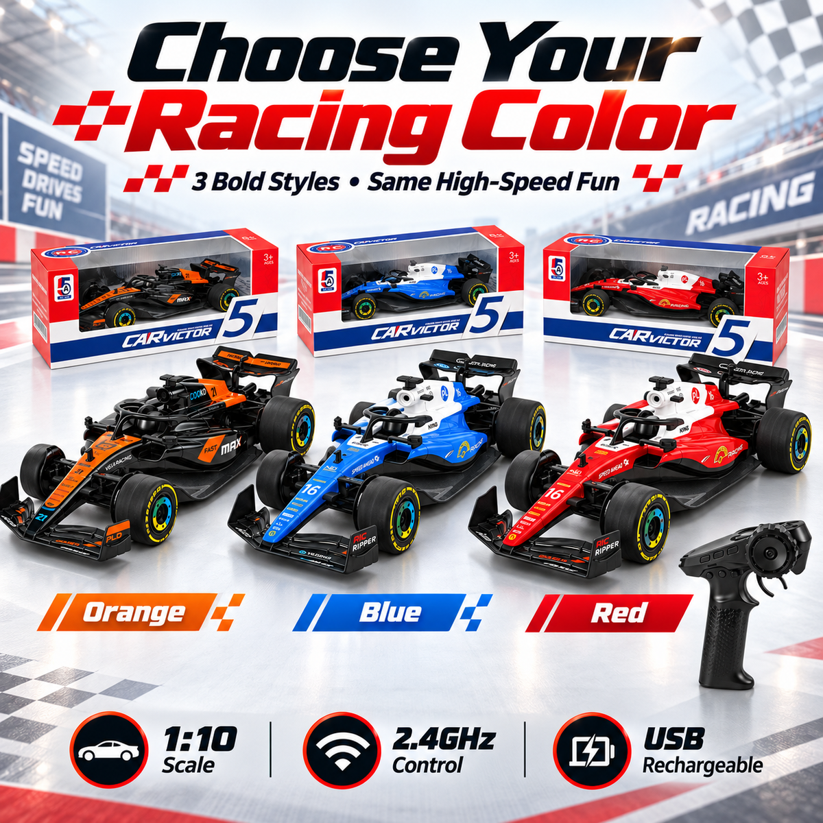 🏁 1:10 Scale Formula Racing R/C Car – 2.4GHz High-Speed Remote Control Racer