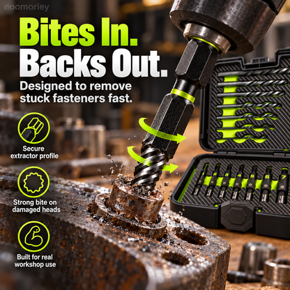 🔩 14-Pc Damaged Fastener Extractor Set ⚡ S2 Steel Screw & Bolt Removal Kit