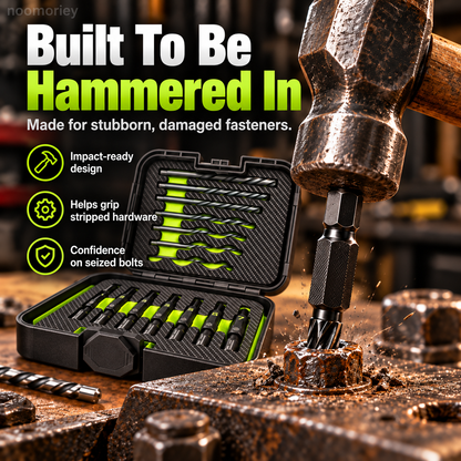 🔩 14-Pc Damaged Fastener Extractor Set ⚡ S2 Steel Screw & Bolt Removal Kit