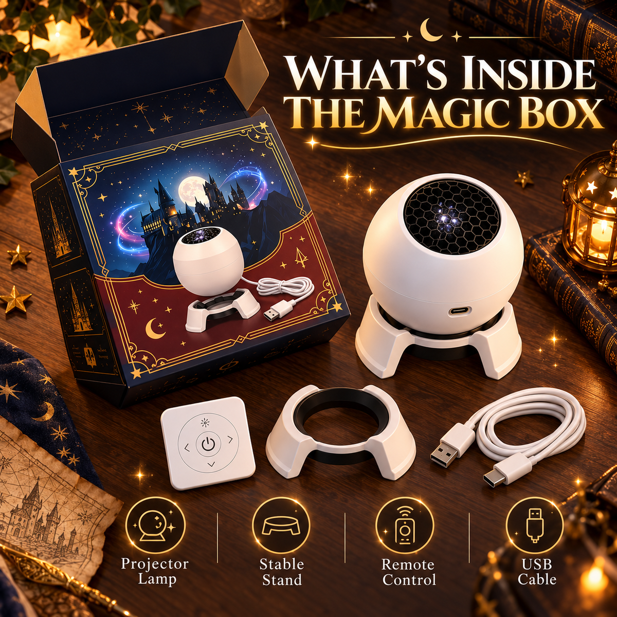 ✨ Magical Castle Projection Night Light 🌙 Fantasy Room Glow Gift