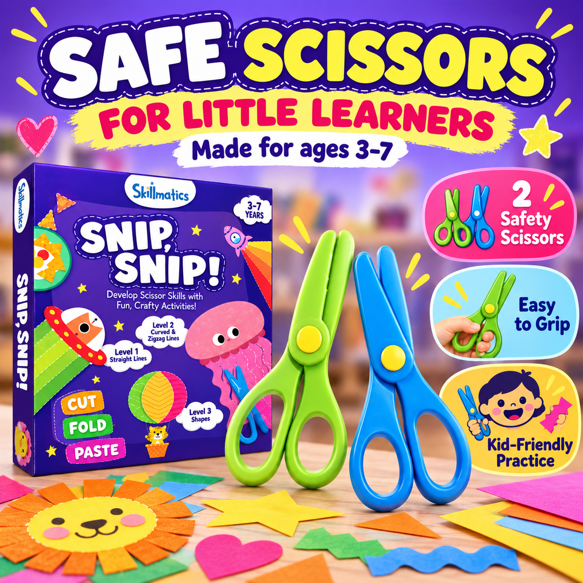 🔥 50% OFF Snip Snip! Kids Scissor Skills Craft Kit ✂️ Screen-Free Creative Learning Toy For Ages 3-7