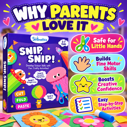 🔥 50% OFF Snip Snip! Kids Scissor Skills Craft Kit ✂️ Screen-Free Creative Learning Toy For Ages 3-7