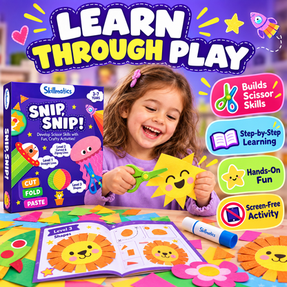 🔥 50% OFF Snip Snip! Kids Scissor Skills Craft Kit ✂️ Screen-Free Creative Learning Toy For Ages 3-7