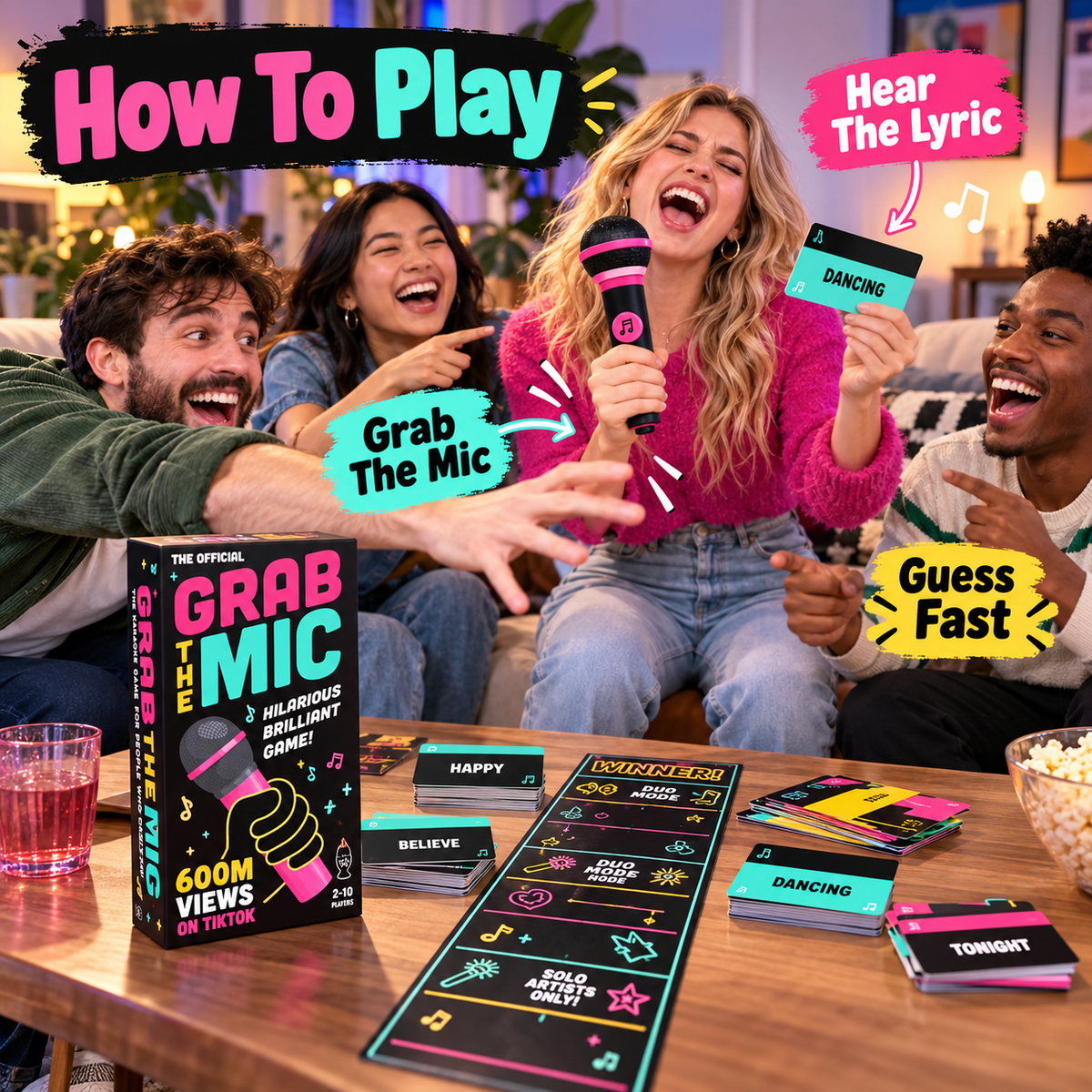 🎤 Grab The Mic Karaoke Party Game – Sing, Guess & Laugh