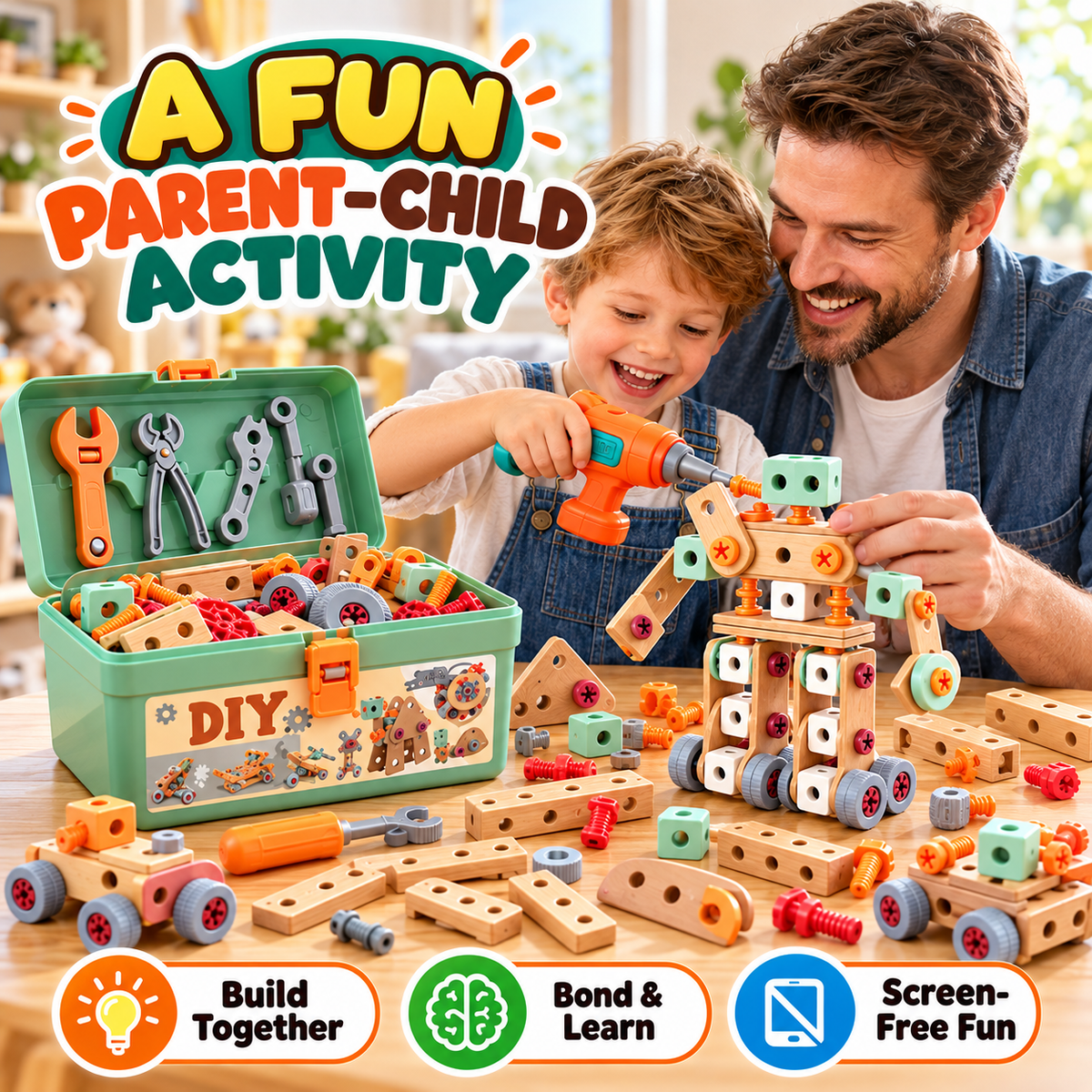 🧰 50% OFF Kids DIY Toolbox Builder Set ✨ Creative Building Toy For Little Hands