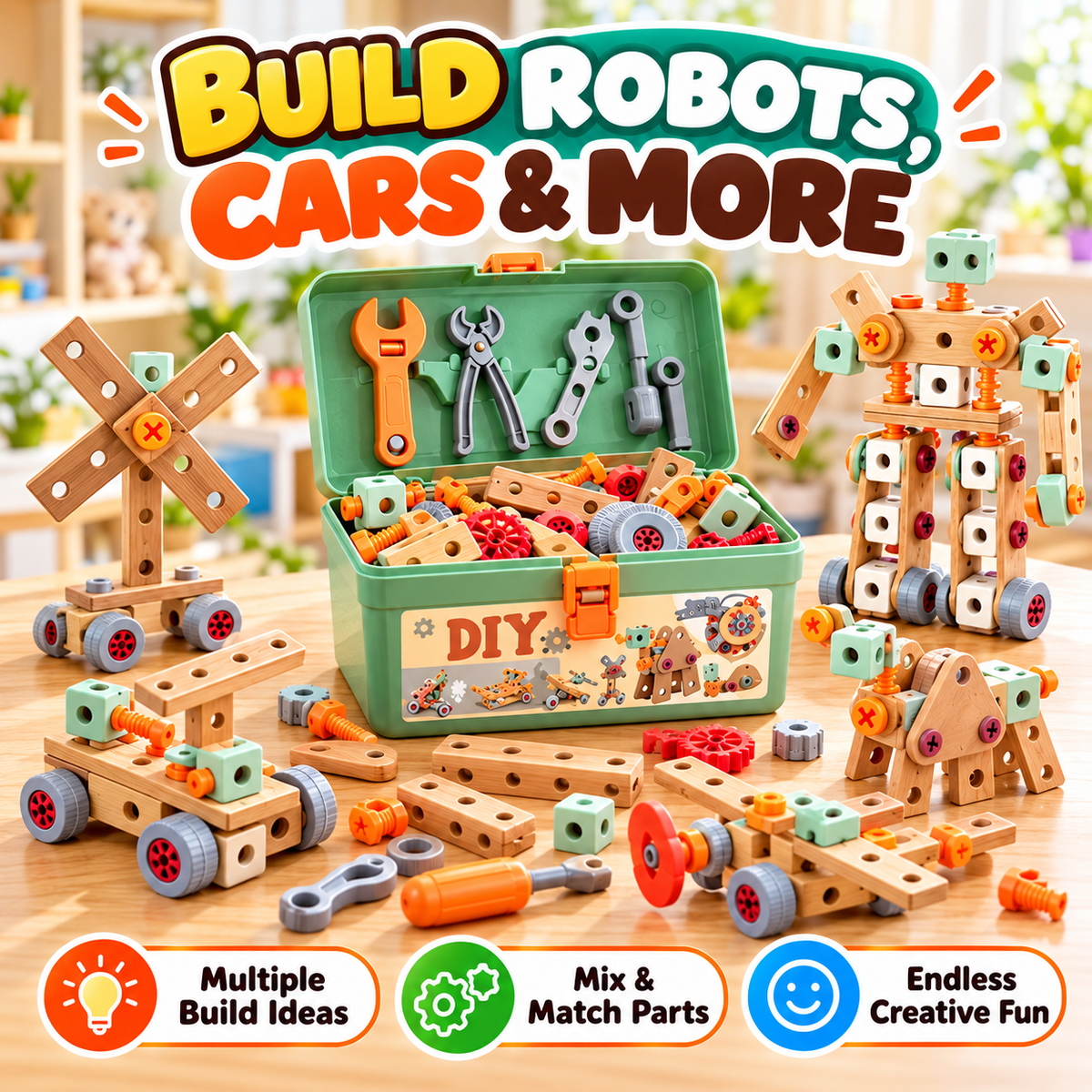 🧰 50% OFF Kids DIY Toolbox Builder Set ✨ Creative Building Toy For Little Hands