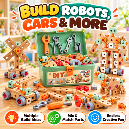 🧰 50% OFF Kids DIY Toolbox Builder Set ✨ Creative Building Toy For Little Hands
