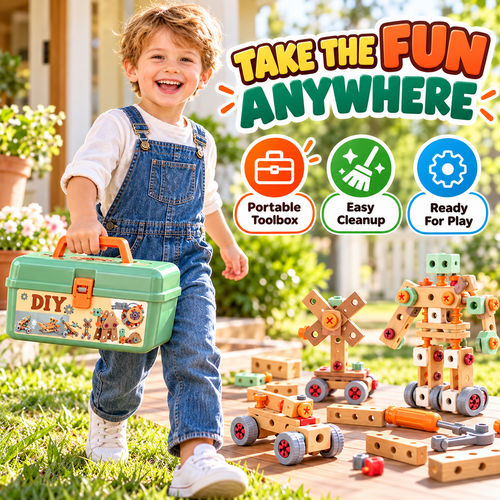 🧰 50% OFF Kids DIY Toolbox Builder Set ✨ Creative Building Toy For Little Hands