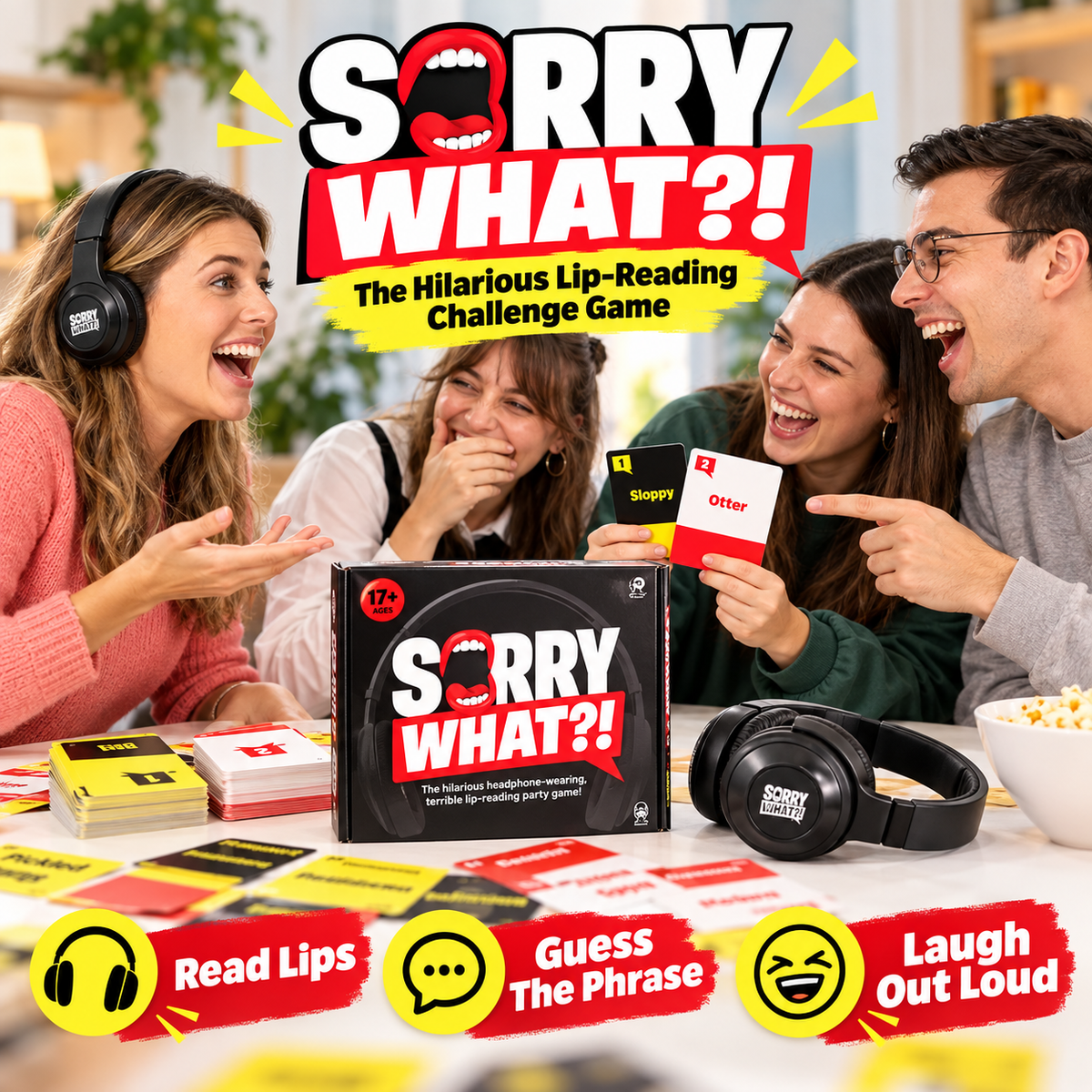 😂 Sorry What?! Lip Reading Party Game – Headphones Included