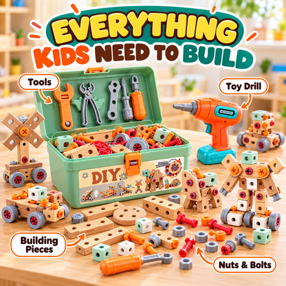 🧰 50% OFF Kids DIY Toolbox Builder Set ✨ Creative Building Toy For Little Hands