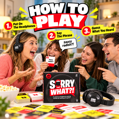 😂 Sorry What?! Lip Reading Party Game – Headphones Included